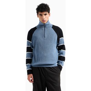 Coltrui - Marineblauw - Wol-Acrylmix - Halve Rits met Opstaande Kraag