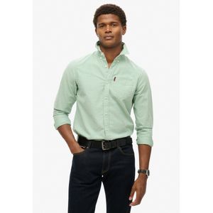 Superdryvoor mannen. M4010653A Groen oxford overhemd met lange mouwen (M), Casual, Katoen