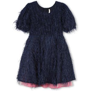 Billieblushvoor meisjes. U20517 Jurk met marine lovertjes (3años= 98cm), Casual, Polyester, Korte mouwen, Marineblauw, kinderkleding