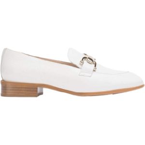 Wondersvoor vrouwen. B-7633_2024_6284 Ermes leren loafers wit (36), Leer, Plat, 1 tot 3 cm, Geen, Casual