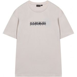 Napapijrivoor mannen. NP0A4GDRNS51 T-shirt S-Box Ss 3 beige (S), Casual, Sportief, Katoen, Korte mouwen