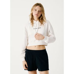 Pepe Jeans - RL580008 - Cropped Hoodie - Wit - Casual - Fleece Sweatshirt van Katoenmix