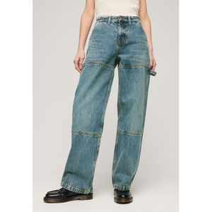 Superdryvoor vrouwen. W7011067A Carpenter blauwe jeans met middelhoge taille (32/30), Casual, Katoen, Denim