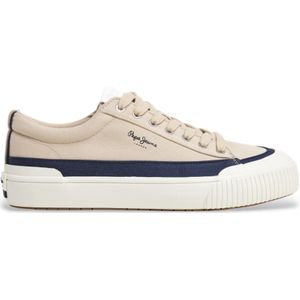 Pepe Jeans - PMS31075 - Leren Sportschoenen - Marineblauw - Plat - Veters