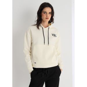 Victorio & Lucchino, V&Lvoor vrouwen. 360048092 Hooded sweatshirt logo fluweel zwart (M), Casual, Katoen, Lange mouwen