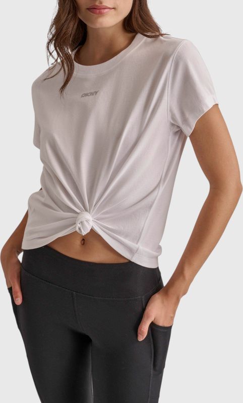 DKNY - Mini Stud Logo Knot Front - T-shirt - Wit - Korte Mouwen