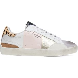 Pepe Jeansvoor vrouwen. PLS31573 Lane Sweet Leren Sneakers wit, roze (41), Leer, Plat, Veters, Casual