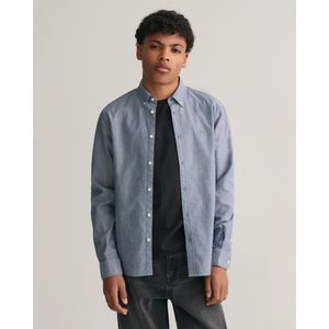 Gantunisex voor kinderen. 930470 Oxford Schild Teens Shirt blauw (11/12años= 146/152cm), Casual, Katoen, Klassiek, Lange mouwen, kinderkledi