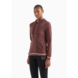 EA7voor vrouwen. 8NTM34_TJTXZ Core Lady bruin stretch katoenen sweatshirt met capuchon (S), Casual, Sportief, Meerdere sporten