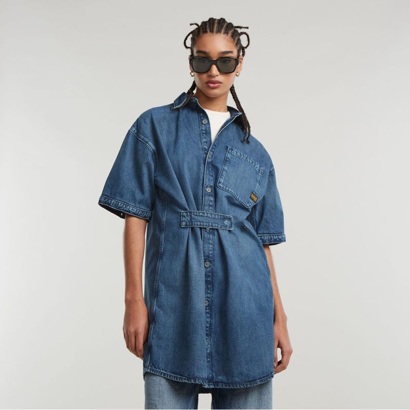G-Star - D25349-D301-G357 Blousejurk - Blauw - Denim - Biologisch Katoen