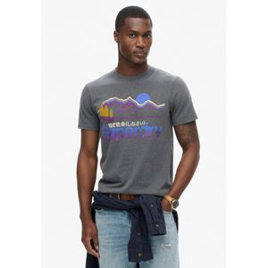 Superdryvoor mannen. M1012020A T-shirt buitenleven grijs (XXL), Casual, Katoen, Korte mouwen, Biologisch katoen, Duurzaam