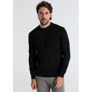 Victorio & Lucchino, V&Lvoor mannen. 660227141 Labyrint reliëf sweatshirt zwart (S), Casual, Katoen, Lange mouwen
