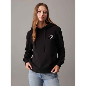 Calvin Klein Jeansvoor vrouwen. J20J224179 Katoenen fleece sweatshirt met capuchon en logo zwart (S), Casual, Biologisch katoen, Duurzaam