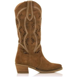 Mustangvoor vrouwen. 53427 Bruine leren Teo laarzen -Hoogte hak 5cm (41), Leer, 3 tot 5 cm, Geen, Casual