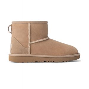 UGGvoor vrouwen/meisjes. 1017715K Classic Mini II beige lederen enkellaarsjes (31), Leer, Plat, Geen, Casual, Homewear, kinderkleding