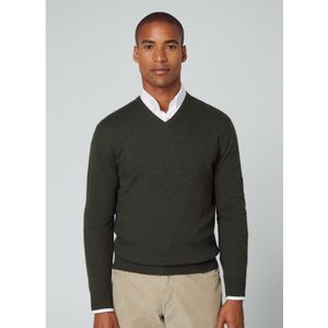 Hackett Londonvoor mannen. HM703031 Merino Cash Mix V-trui groen (XXL), Casual, Wol, Klassiek, Viscose, Lange mouwen