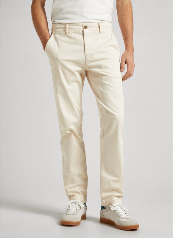 Pepe Jeans - Chino-Broek - Beige - Katoen - Slanke Pasvorm