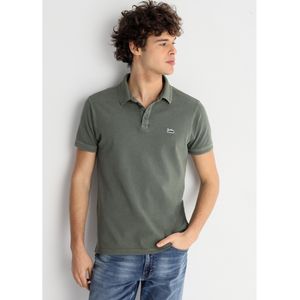 Lois Jeansvoor mannen. 132553878 Basic polo met korte mouwen en groen logo (S), Casual, Katoen, Lange mouwen