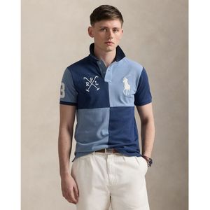 Polo Ralph Laurenvoor mannen. 710978081001 Custom Slim Fit Poloshirt met Big Pony blauw (M), Casual, Katoen, Korte mouwen