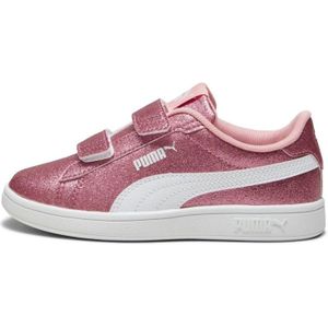 Pumavoor meisjes. 39468601 Smash 3.0 Glitz roze sportschoenen (35), Wit, Plat, Klittenband, Casual, kinderkleding