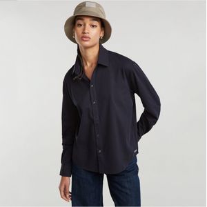 G-Starvoor vrouwen. D25054-B771-3873 Navy jersey shirt (M), Casual, Lange mouwen, Biologisch katoen, Duurzaam, Marineblauw