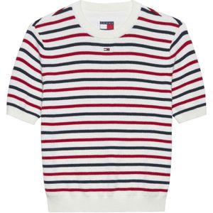 Tommy Jeansvoor vrouwen. DW0DW19336 Slim fit-trui met korte mouwen wit (XS), Casual, Veelkleurig, Katoen