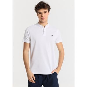 Victorio & Lucchino, V&Lvoor mannen. 630087042 Basic polo met korte mouwen en mao kraag wit (M), Casual, Katoen