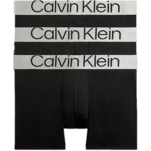 Calvin Kleinvoor mannen. 000NB3075A Set van 3 Boxer Staal Micro zwart (XXL), Casual, Homewear, Gerecycled polyester, Duurzaam