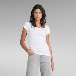 G-Starvoor vrouwen. D21314-4107-110 Eyben Slim T-shirt wit (L), Casual, Korte mouwen, Biologisch katoen, Duurzaam