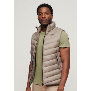 Superdryvoor mannen. M5011895A Gewatteerd vest zonder capuchon Fuji grijs (L), Casual, Nylon