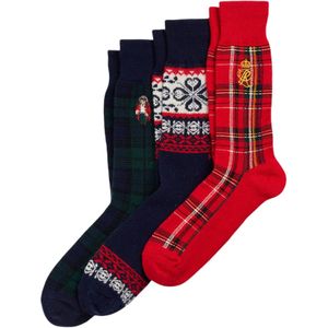 Polo Ralph Laurenvoor mannen. 449958866001 3 paar kadosokken marine, rood (43-46), Homewear, Wol, Marineblauw