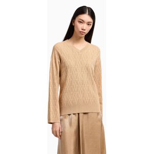 Trui - V-hals - Gebreide Stof - Jacquarddessin - Verlaagd Schoudergedeelte