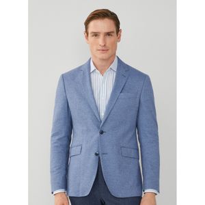 Hackett Londonvoor mannen. HM443297 Geborstelde Cott Hbone blazer blauw (46/34), Casual, Katoen, Klassiek