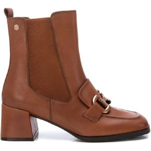 Carmelavoor vrouwen. 16194002-CAMEL Leren enkellaarsjes 161940 Bruin (41), Leer, 5 tot 8 cm, Ritssluiting, Casual