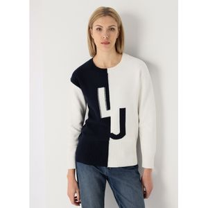 Lois Jeansvoor vrouwen. 453142673 Trui intarsia gesneden LJ marine (XS), Wit, Casual, Katoen, Marineblauw