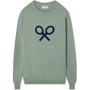 Silbonvoor mannen. 131916 Groen front racket trui (S), Casual, Katoen