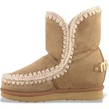 Mouvoor vrouwen. MU.FW121013A Leren enkellaarsjes Inner WedgeSh groot metalen logo bruin (37), Leer, 5 tot 8 cm, Geen, Casual