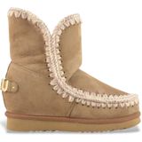 Mouvoor vrouwen. MU.FW121013A Leren enkellaarsjes Inner WedgeSh groot metalen logo bruin (37), Leer, 5 tot 8 cm, Geen, Casual