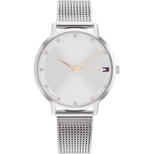 Tommy Hilfigervoor vrouwen. 1782665 Analoog Horloge Staal verzilverd (OSFA), Casual, Armband, Roestvrij staal