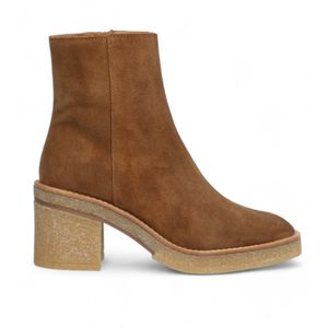 Alpevoor vrouwen. 262611 Janis Bruin Leren Enkellaarsjes (38), Leer, 5 tot 8 cm, Ritssluiting, Casual