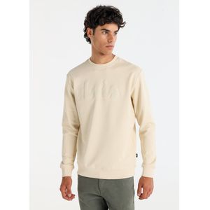 Lois Jeansvoor mannen. 165673397 Basic sweatshirt logo pofopdruk beige (S), Casual, Katoen, Lange mouwen