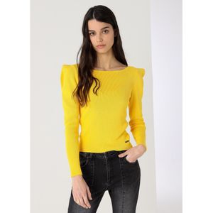 Lois Jeansvoor vrouwen. 452962538 Pullover met plooien op de schouders geel (S), Casual, Viscose, Lange mouwen