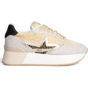 Liu Jovoor vrouwen. BA4083PX508S3207 Dromerige beige leren sportschoenen (39), Leer, 3 tot 5 cm, Veters, Casual