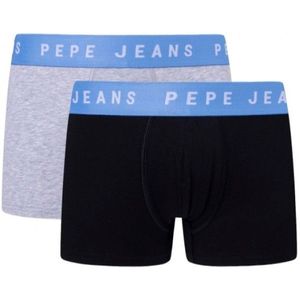 Pepe Jeansvoor mannen. PMU10963 Pack 2 Boxers Logo grijs, zwart (S), Homewear, Biologisch katoen, Duurzaam