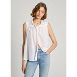 Pepe Jeans - PL304892 Mina - Overhemd - Wit - Katoen, Mouwloos, Duurzaam