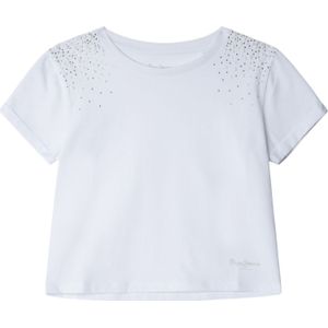 Pepe Jeansvoor meisjes. PG503155 T-shirt Charlene wit (12años= 152cm), Casual, Katoen, Korte mouwen, kinderkleding