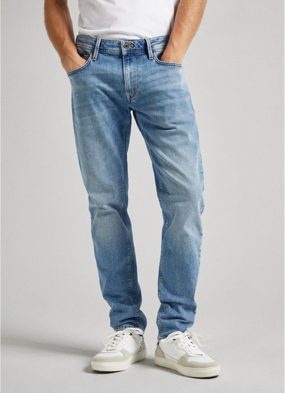 Pepe Jeans - PM207390MN5 - Jeans - Blauw - Taps Toelopende Pasvorm, Stretch Denim