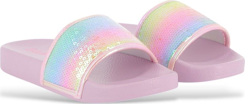 Billieblushvoor meisjes. U20688 Lila teenslippers met lovertjes (30), Plat, Geen, Strandkleding, kinderkleding