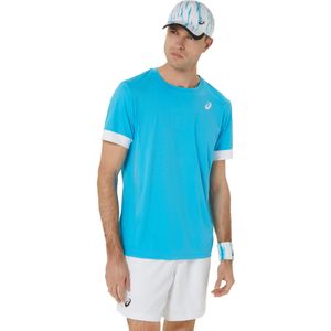 Asicsvoor mannen. 2041A255 Court Ss T-shirt blauw (S), Casual, Sportief, Meerdere sporten, Polyester, Korte mouwen