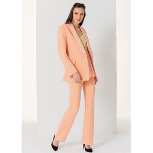 Victorio & Lucchino, V&Lvoor vrouwen. 370018019 Smoking blazer met oranje satijnen revers (XL), Casual, Polyester, Lange mouwen